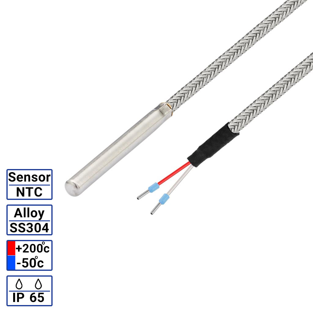 سنسور NTC 10K سیمی غلاف دار بدون رزوه با کابل شیلد دار ، خرید سنسور NTC 10K سیمی غلاف دار بدون رزوه با کابل شیلد دار ، قیمت سنسور NTC 10K سیمی غلاف دار بدون رزوه با کابل شیلد دار