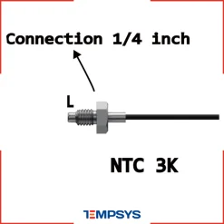 سنسور NTC 3K سیمی غلاف دار 6 میل رزوه 1/4 اینچ با کابل (رنج دما 50- تا 200+)