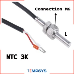 سنسور NTC 3K سیمی غلاف دار 3 میل رزوه M6 اینچ با کابل (رنج دما 50- تا 200+)